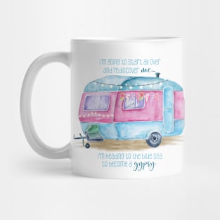 Pink and Blue Retro Vintage Camper Caravan Mug